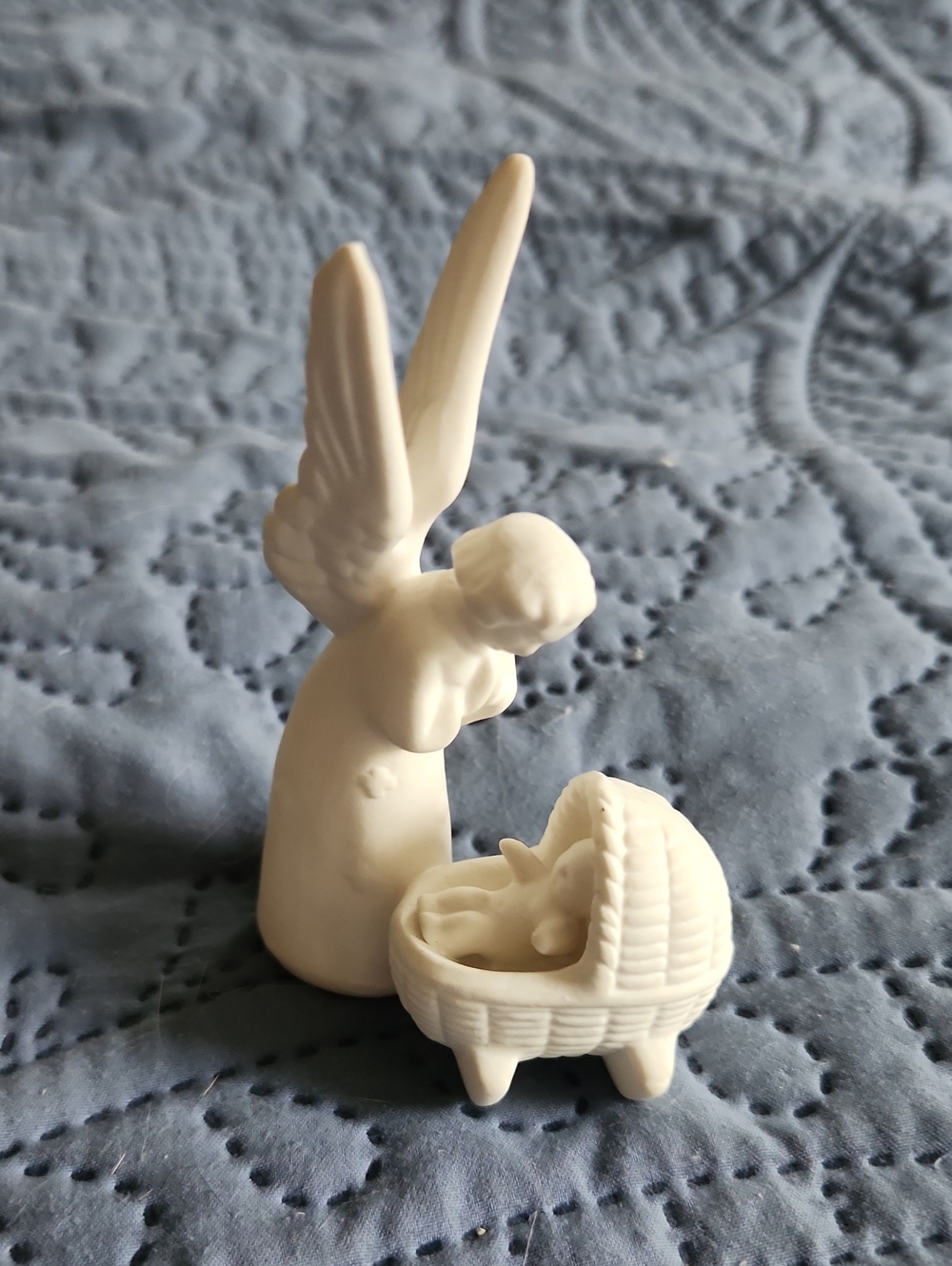Vintage Goebel West Germany Bisque Porcelain Angel With Baby Figurine